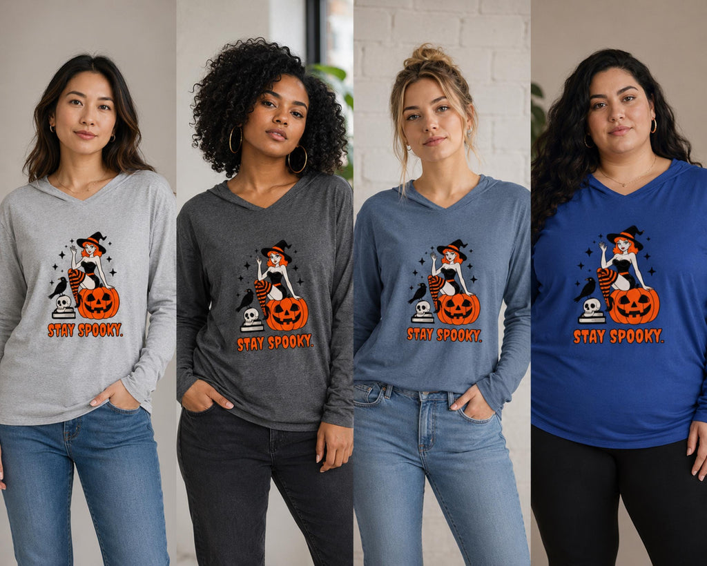 Stay Spooky Witch with Pumpkin Hoodie | Halloween Graphic Hoodie