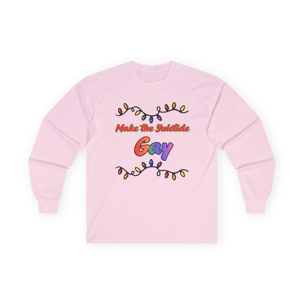 Make the Yuletide Gay Long Sleeve Tee | Rainbow Holiday Lights