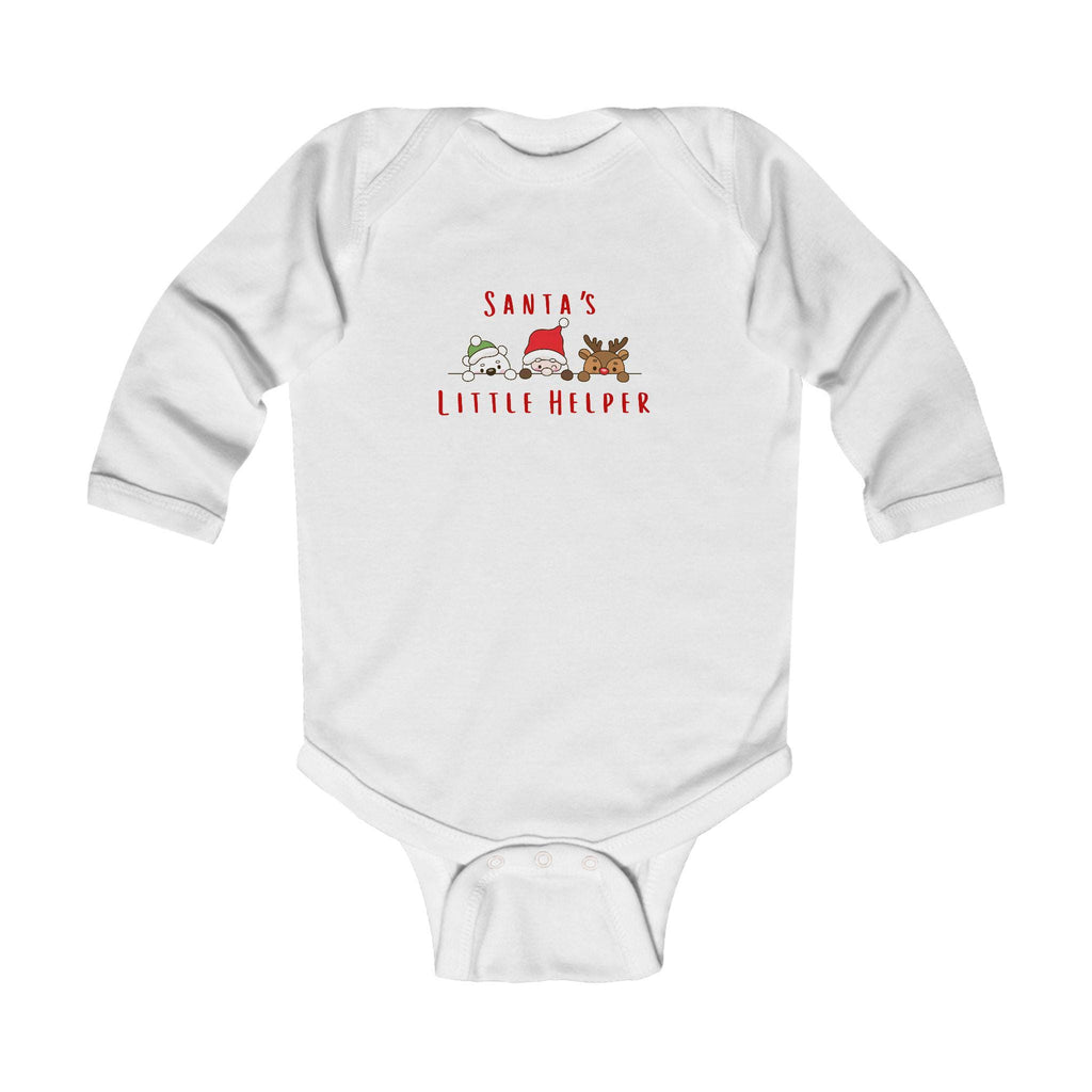 Santa's Little Helper Text Infant Long Sleeve Bodysuit