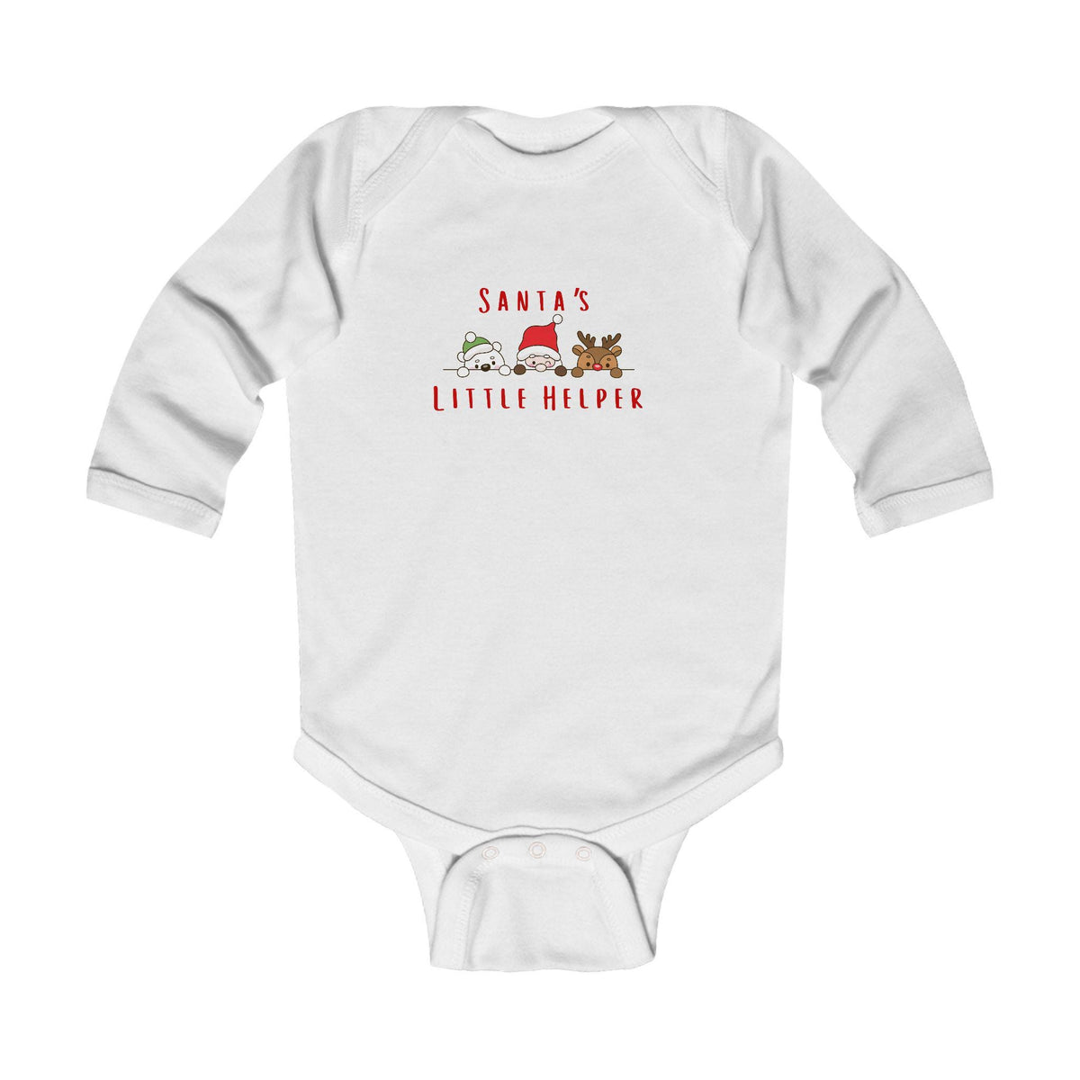 Santa's Little Helper Text Infant Long Sleeve Bodysuit