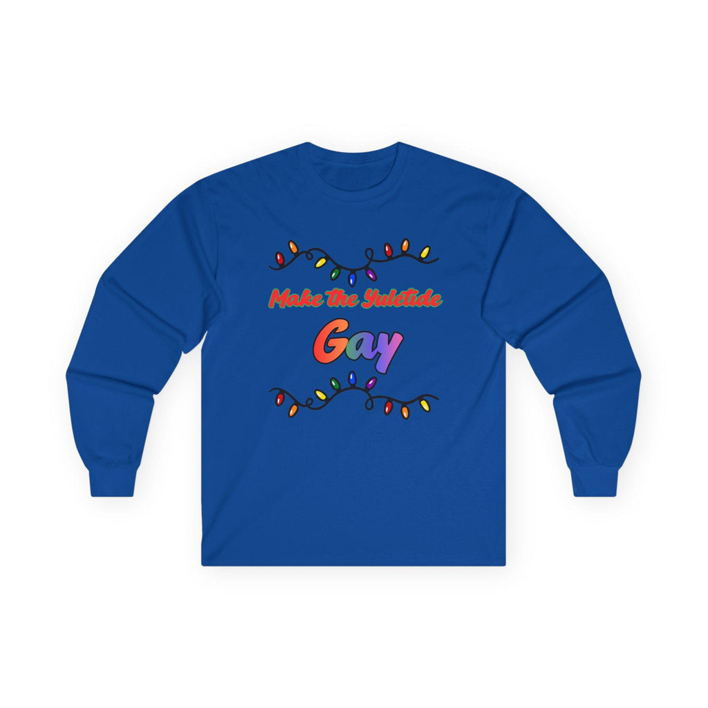 Make the Yuletide Gay Long Sleeve Tee | Rainbow Holiday Lights