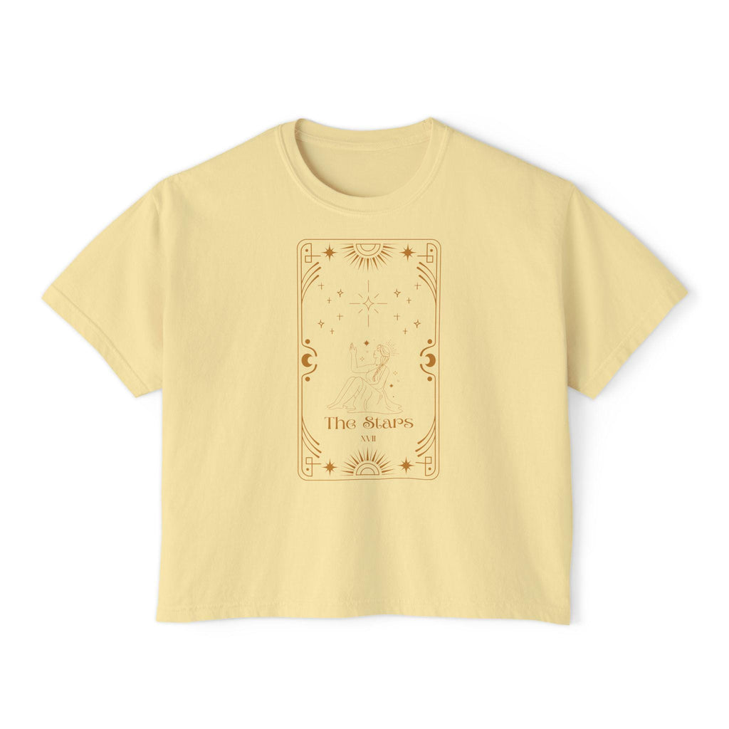 Tarot The Stars Graphic Tee | Women's Boxy Tee, mystical occult design