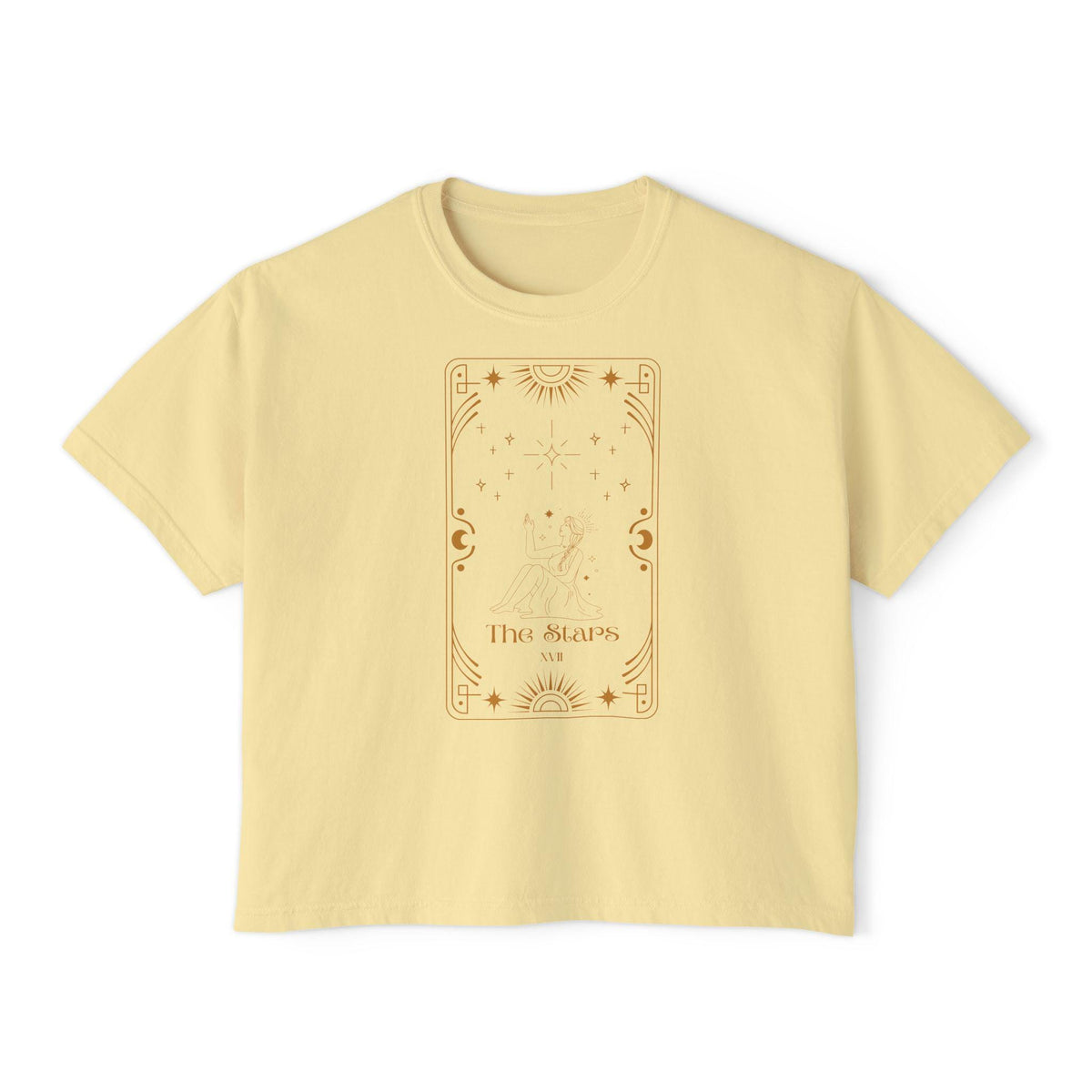 Tarot The Stars Graphic Tee | Women's Boxy Tee, mystical occult design