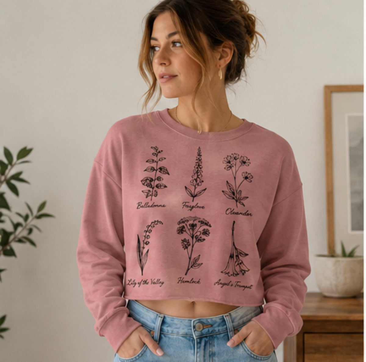 Women's "Witch's Garden" FWD Fashion Crop Long Sleeve Tee