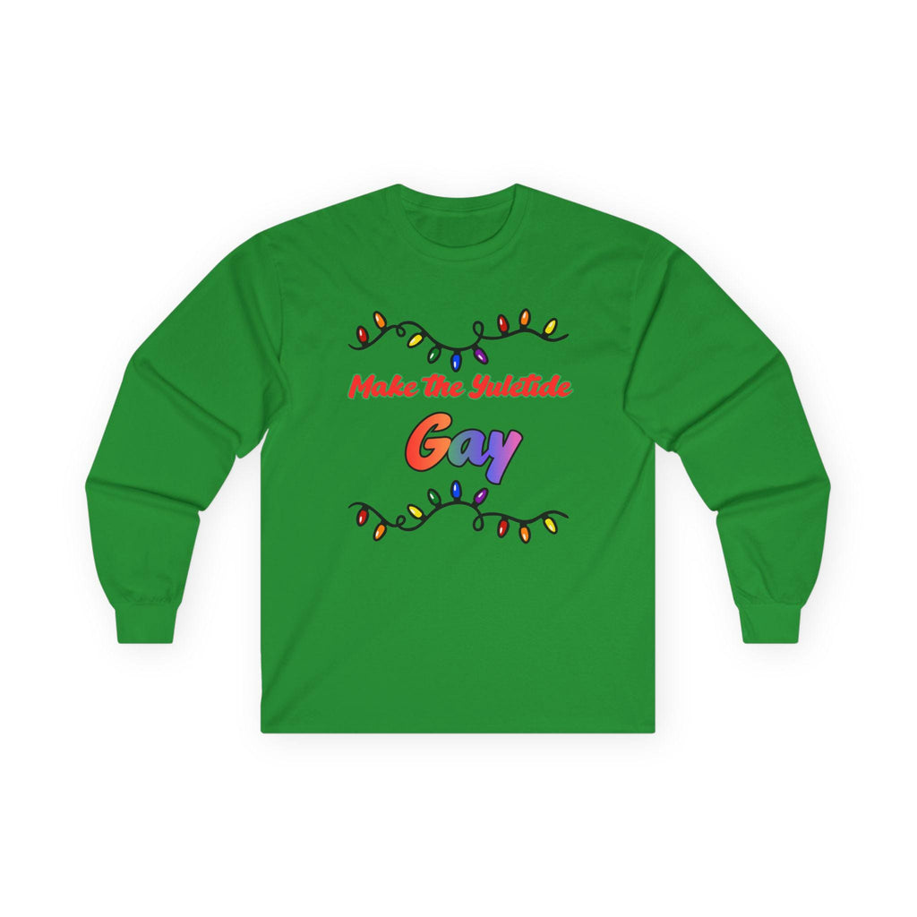 Make the Yuletide Gay Long Sleeve Tee | Rainbow Holiday Lights
