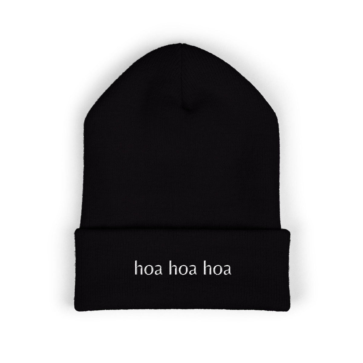 Embroidered Beanie: "Hoa" Cuffed Acrylic Hat – Spooky Season Accessory