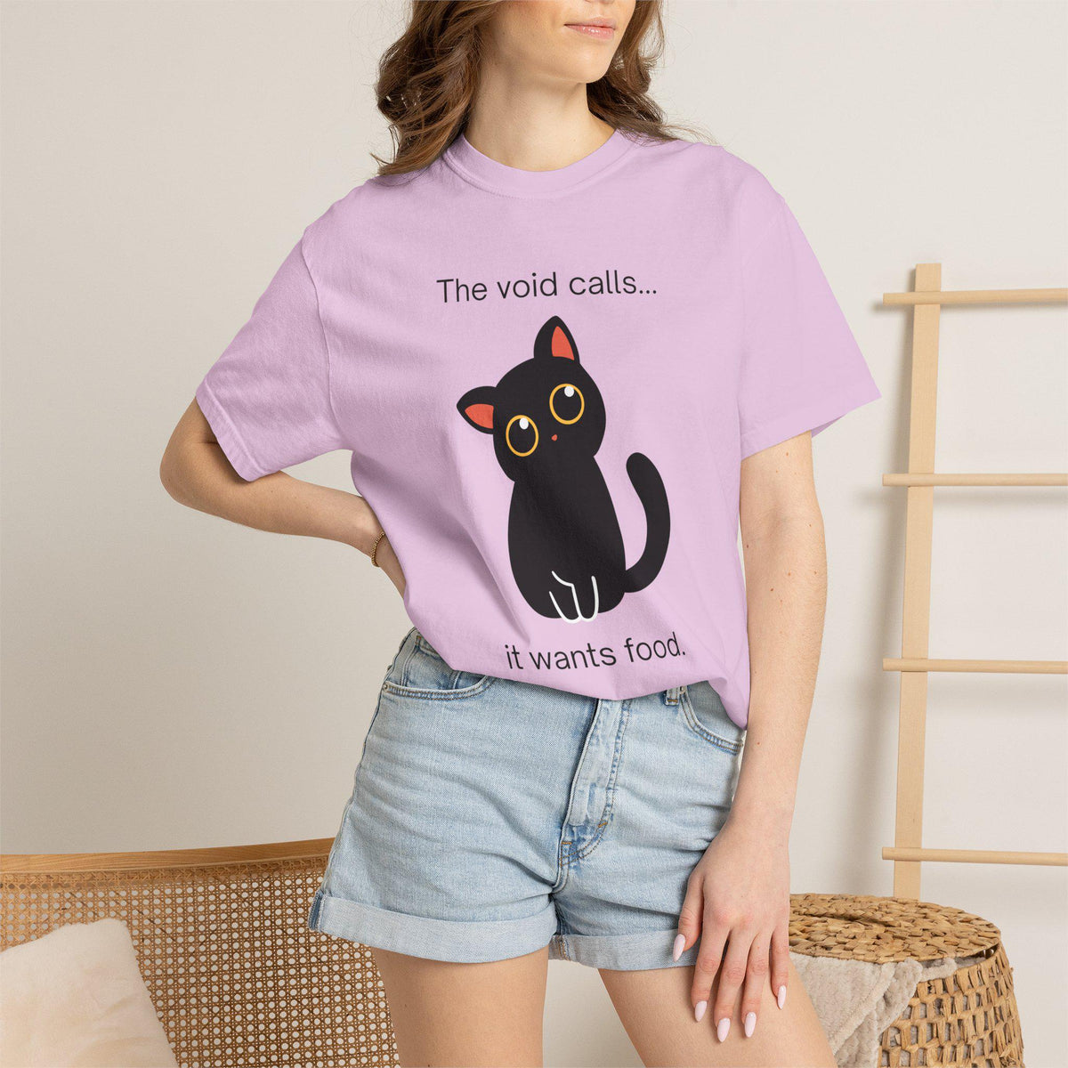 Black Cat T-Shirt | The Void Calls It Wants Food Graphic Tee