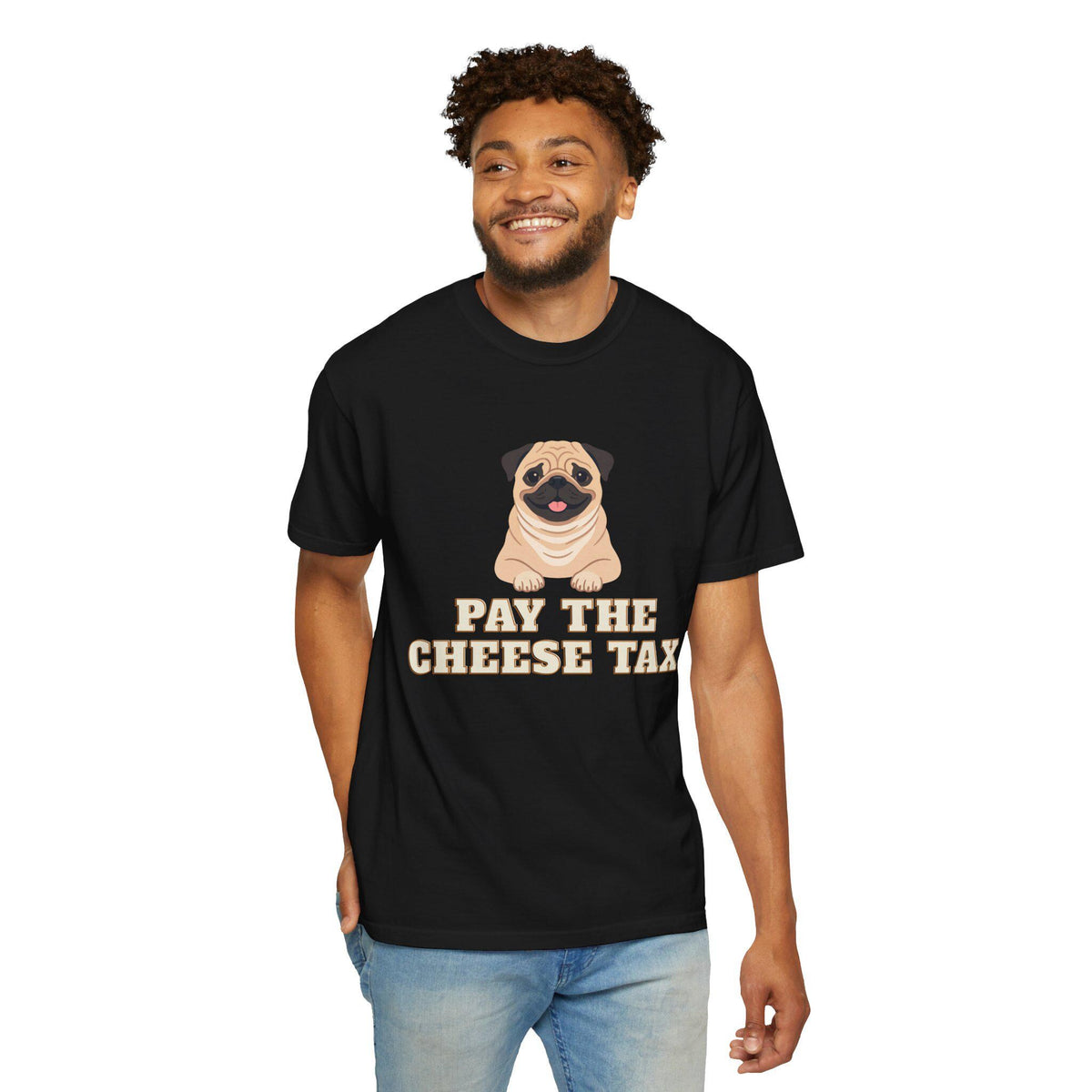 Pug Illustration T-Shirt | Pay the Cheese Tax Dog Tee
