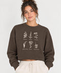 Botanical Wildflower Sketches Crop Sweatshirt