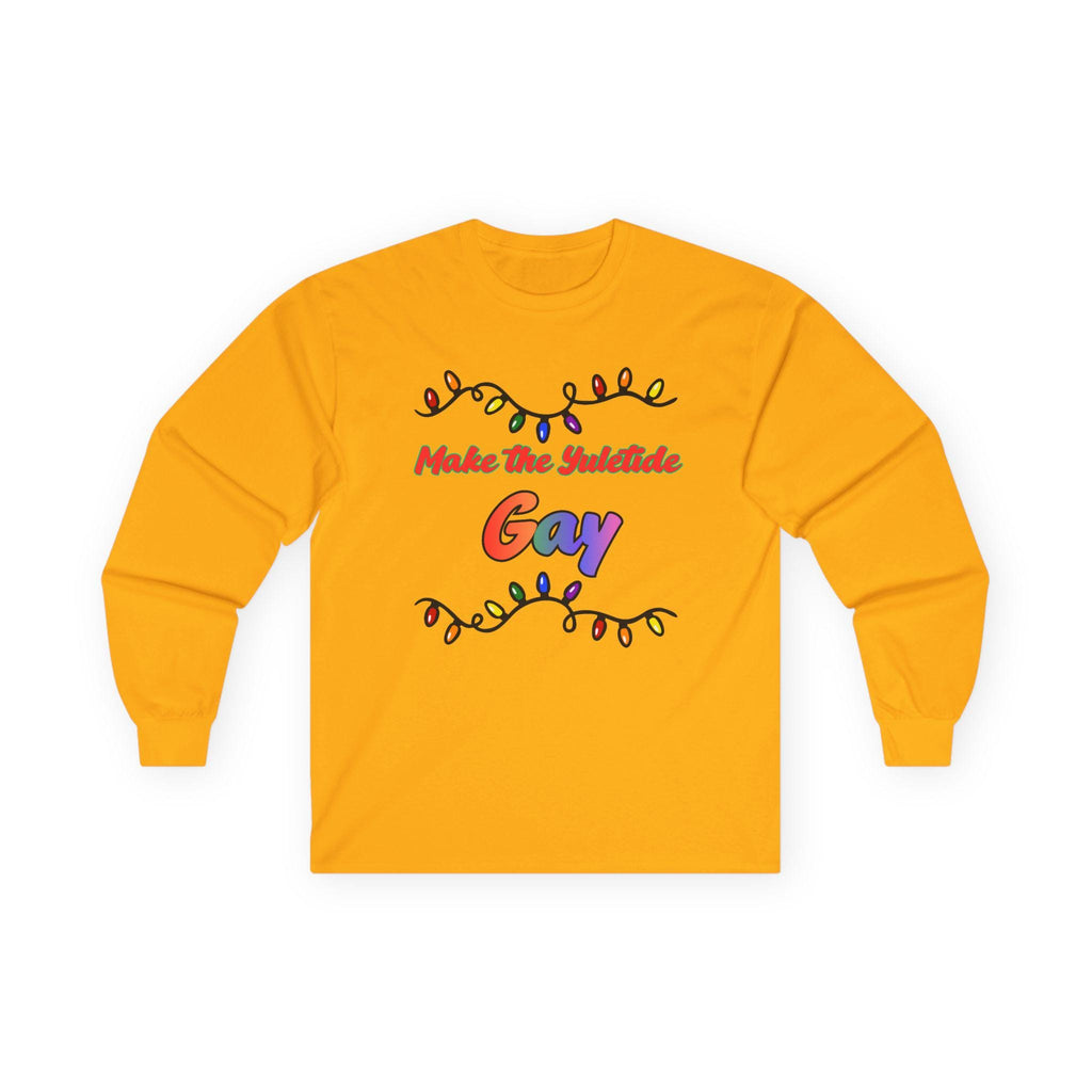 Make the Yuletide Gay Long Sleeve Tee | Rainbow Holiday Lights