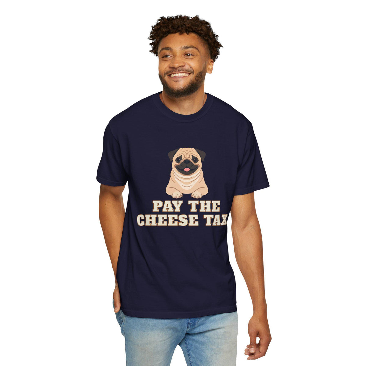 Pug Illustration T-Shirt | Pay the Cheese Tax Dog Tee