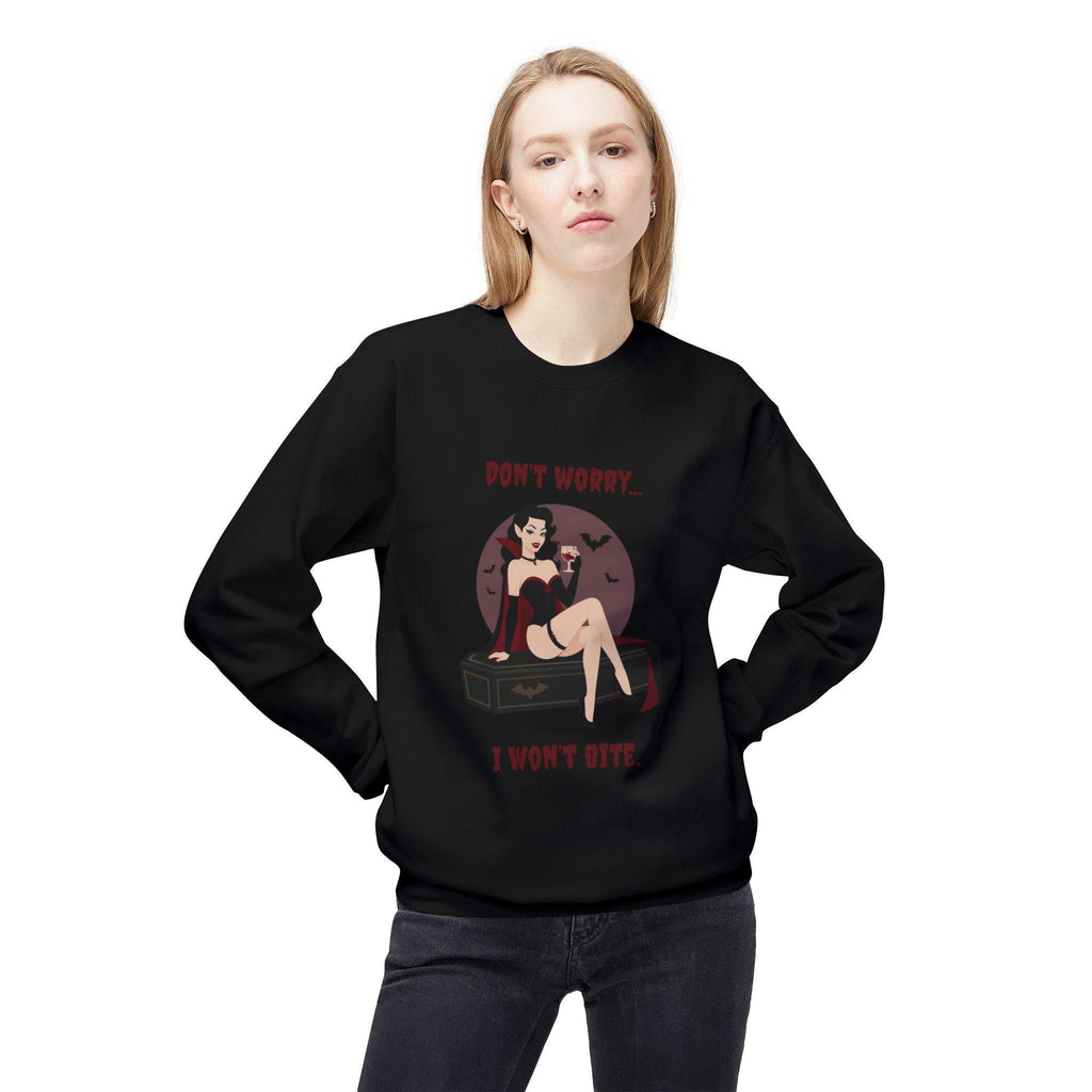 Vampire Pinup Girl Sweatshirt | Gothic Vampire Coffin Illustration