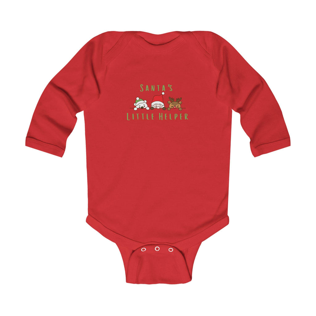 Santa's Little Helper Text Infant Long Sleeve Bodysuit