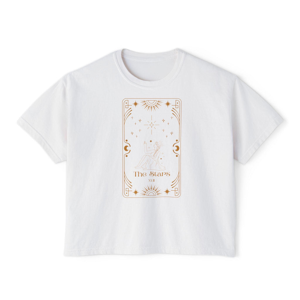 Tarot The Stars Graphic Tee | Women's Boxy Tee, mystical occult design