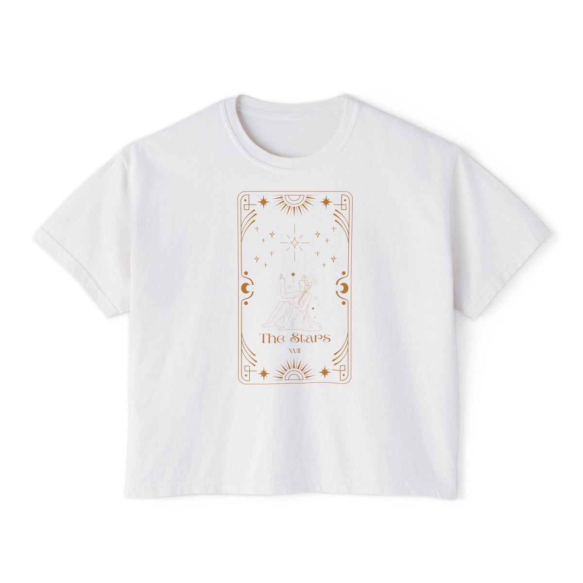 Tarot The Stars Graphic Tee | Women's Boxy Tee, mystical occult design