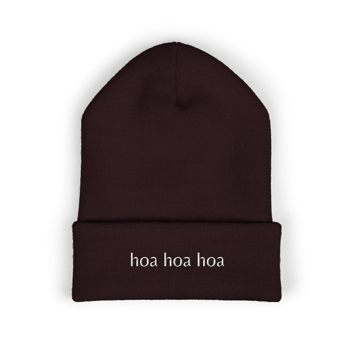 Embroidered Beanie: "Hoa" Cuffed Acrylic Hat – Spooky Season Accessory