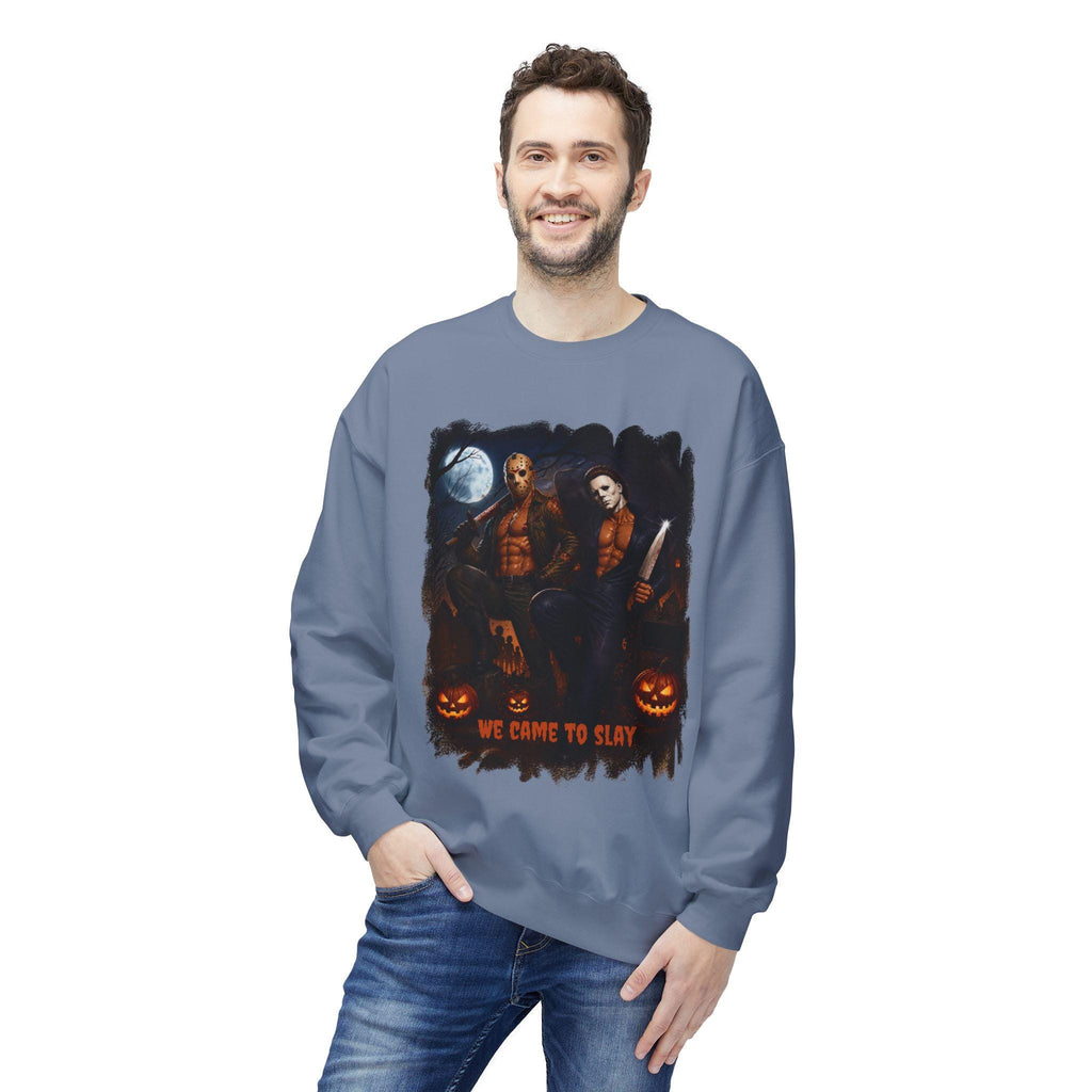 We Came to Slay Horror Icons Crewneck Sweatshirt | Halloween Pumpkin Night