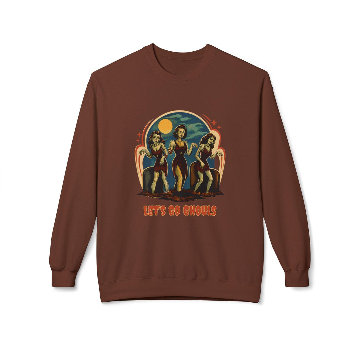 Let's Go Ghouls vintage pinup trio Crewneck Sweatshirt | retro horror vibe