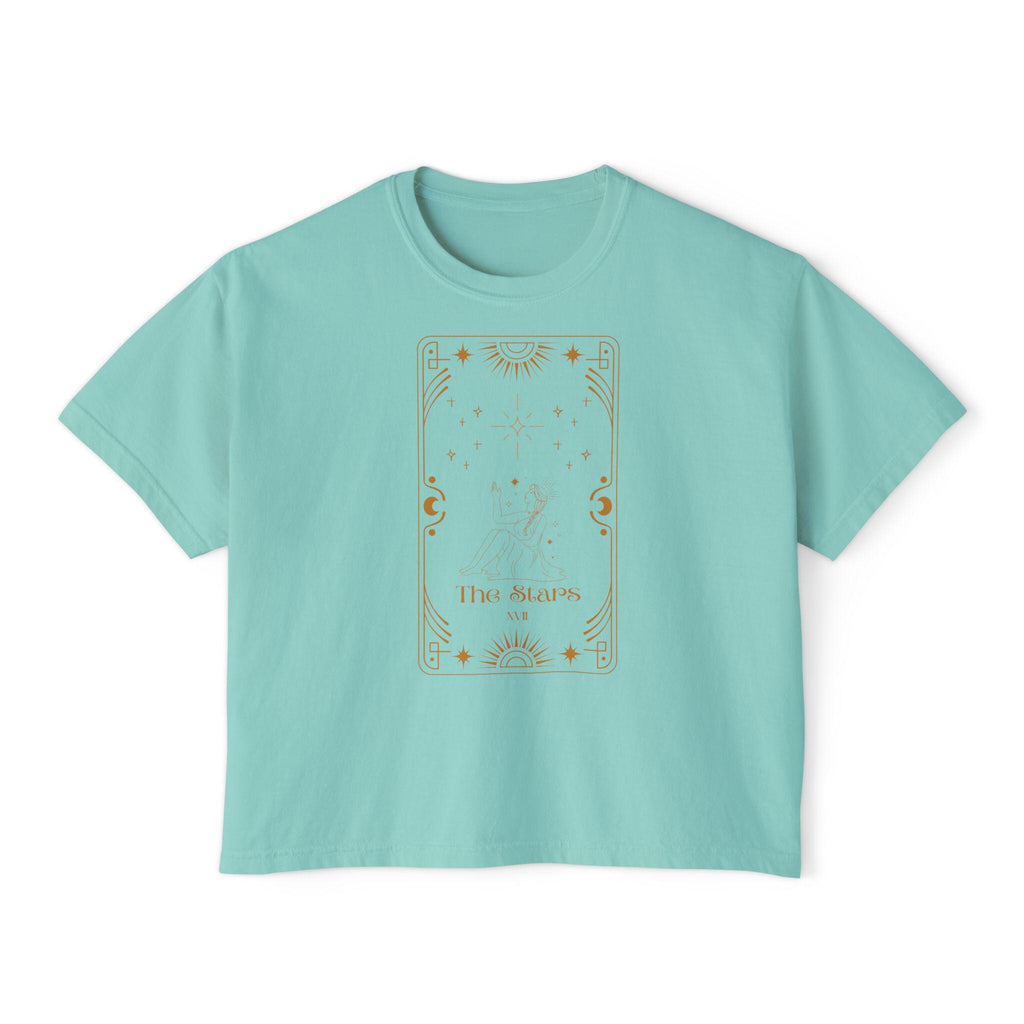 Tarot The Stars Graphic Tee | Women's Boxy Tee, mystical occult design