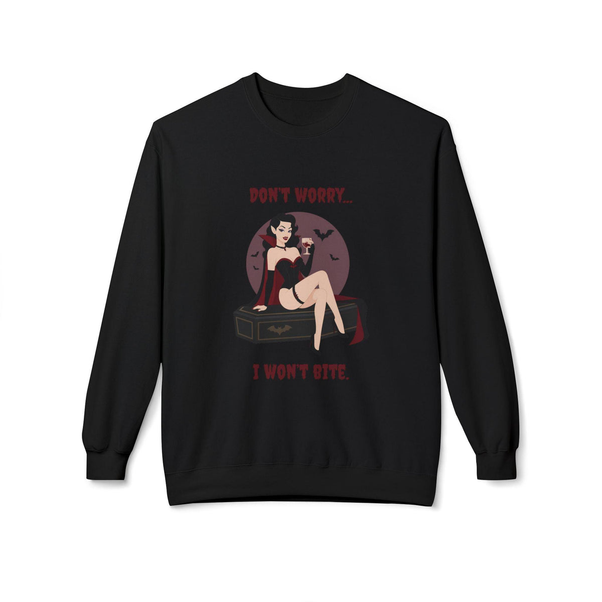 Vampire Pinup Girl Sweatshirt | Gothic Vampire Coffin Illustration