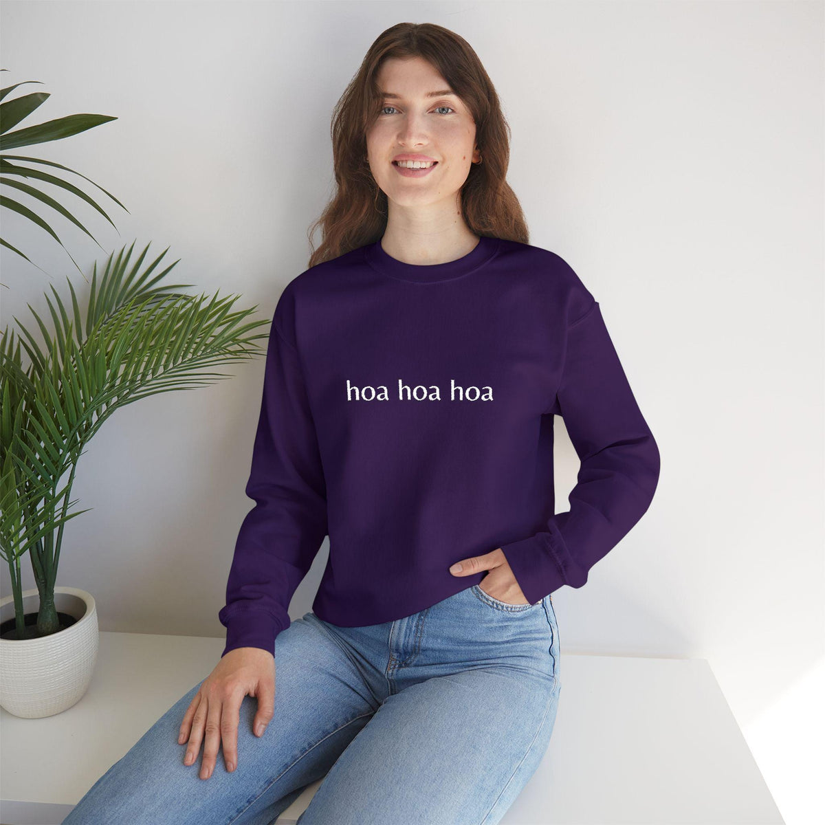 Hoa Hoa Hoa Embroidered Crewneck Sweatshirt – Cozy Bookworm Apparel