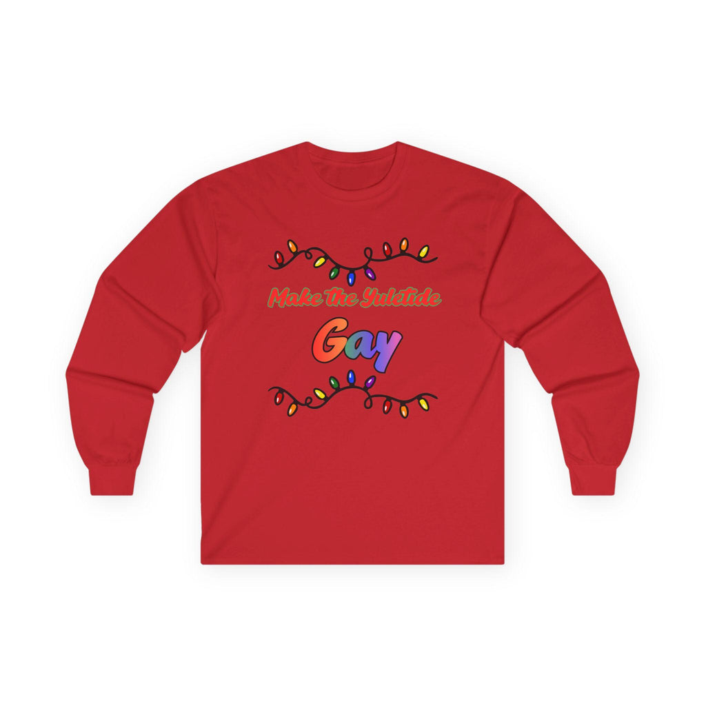 Make the Yuletide Gay Long Sleeve Tee | Rainbow Holiday Lights