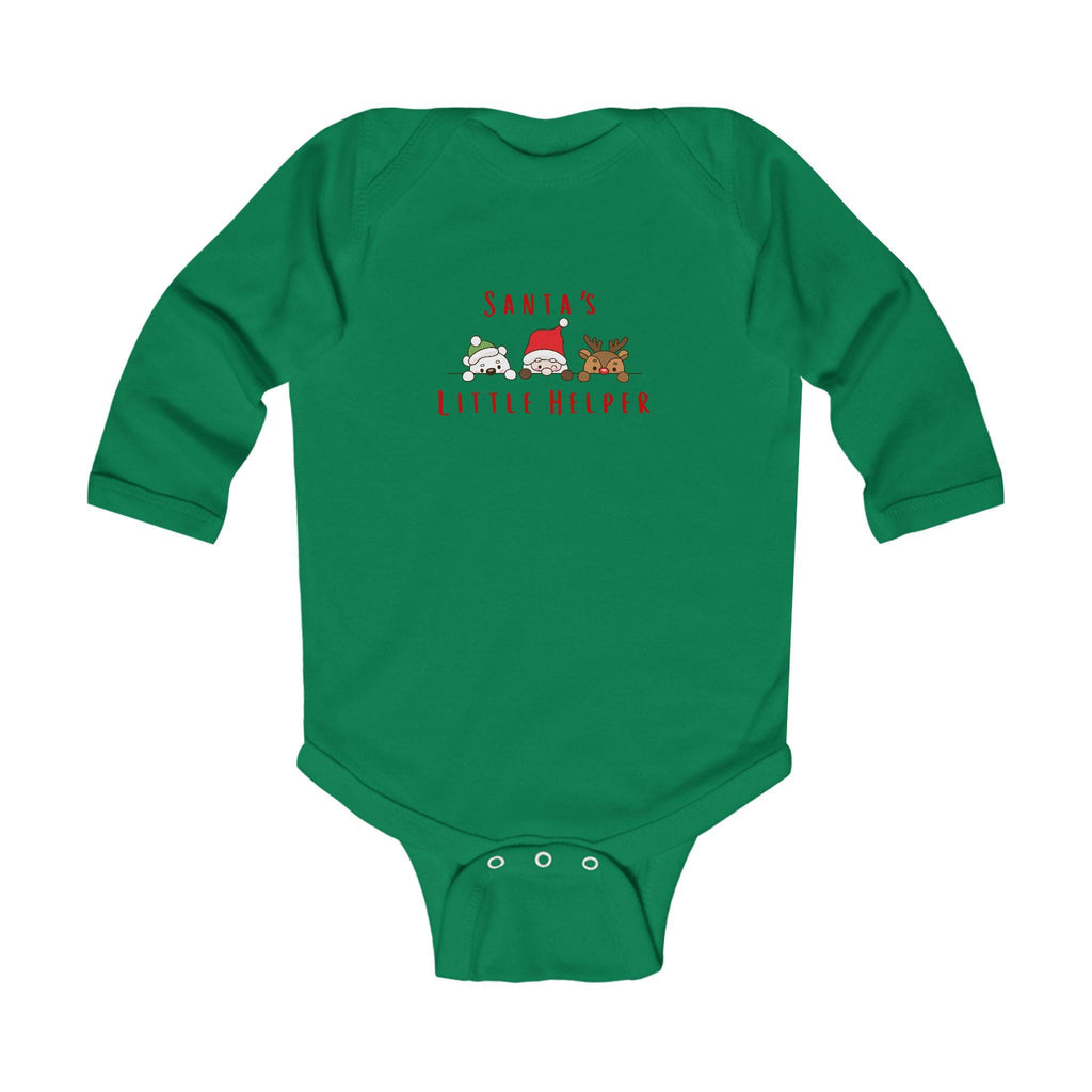 Santa's Little Helper Text Infant Long Sleeve Bodysuit