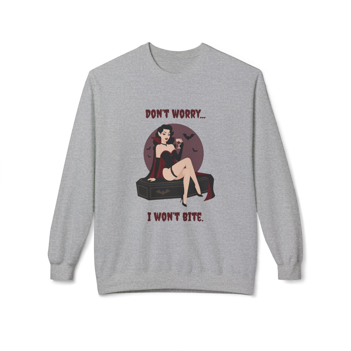 Vampire Pinup Girl Sweatshirt | Gothic Vampire Coffin Illustration