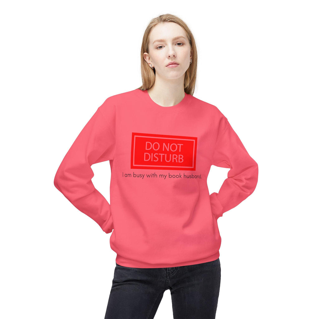 Unisex "I'm busy with my book husband" Midweight Softstyle Fleece Crewneck Sweatshirt