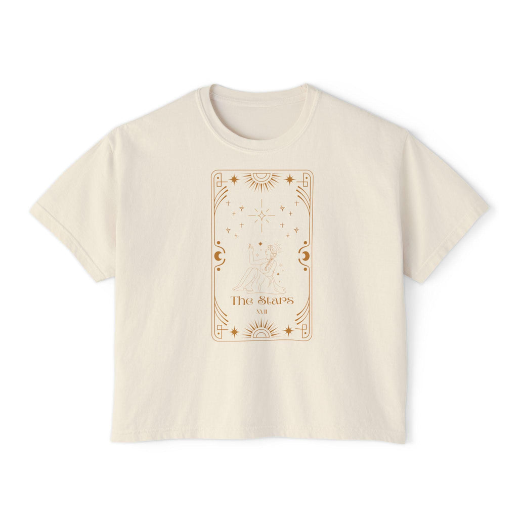 Tarot The Stars Graphic Tee | Women's Boxy Tee, mystical occult design