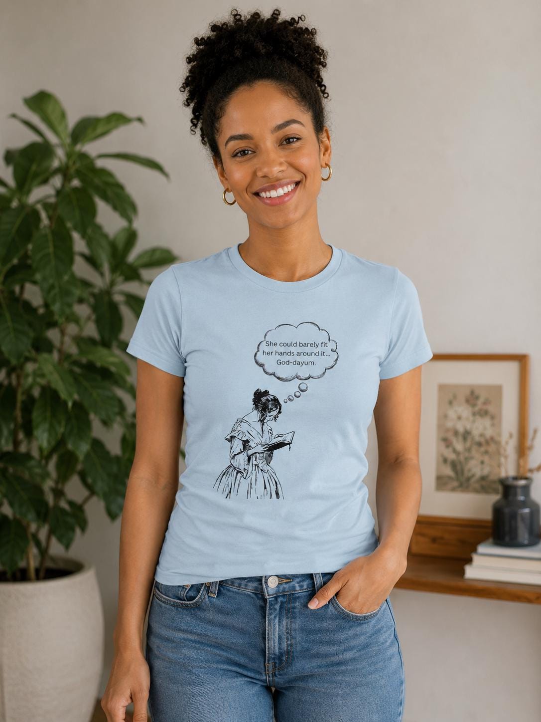 Victorian Woman Reading 'She could barely...' T-Shirt