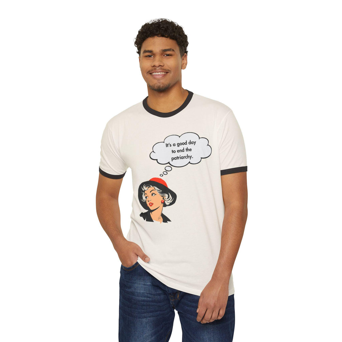 Unisex "It's a good day to end the patriarchy" Cotton Ringer T-Shirt