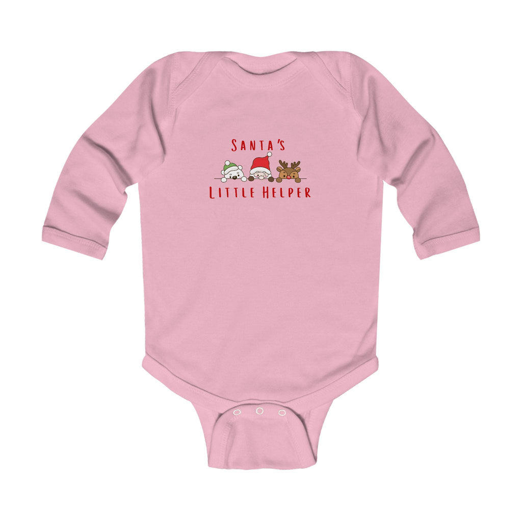 Santa's Little Helper Text Infant Long Sleeve Bodysuit