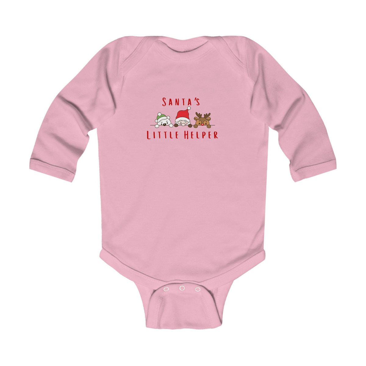 Santa's Little Helper Text Infant Long Sleeve Bodysuit