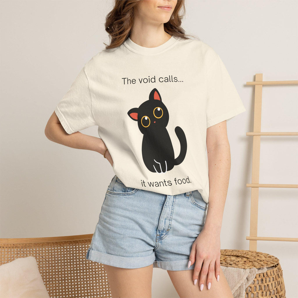 Black Cat T-Shirt | The Void Calls It Wants Food Graphic Tee