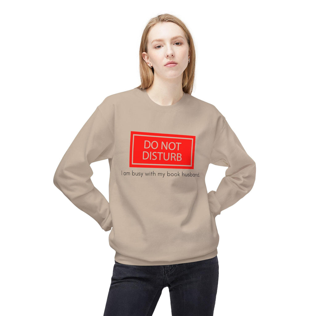 Unisex "I'm busy with my book husband" Midweight Softstyle Fleece Crewneck Sweatshirt