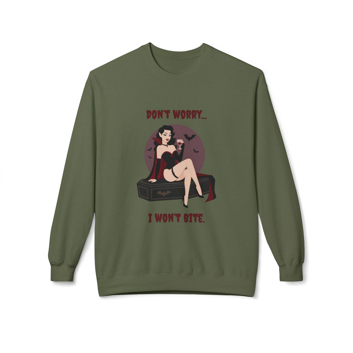Vampire Pinup Girl Sweatshirt | Gothic Vampire Coffin Illustration