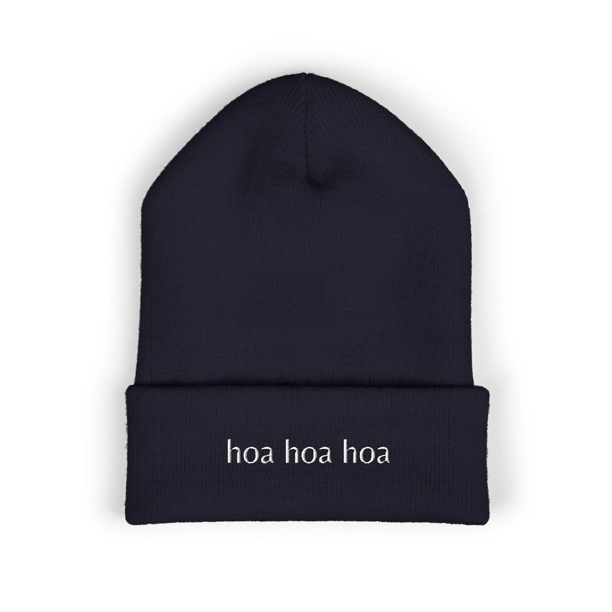 Embroidered Beanie: "Hoa" Cuffed Acrylic Hat – Spooky Season Accessory