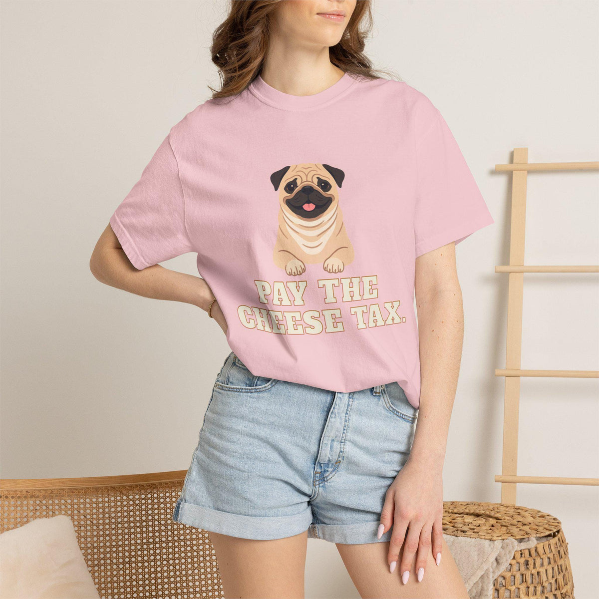 Pug Illustration T-Shirt | Pay the Cheese Tax Dog Tee