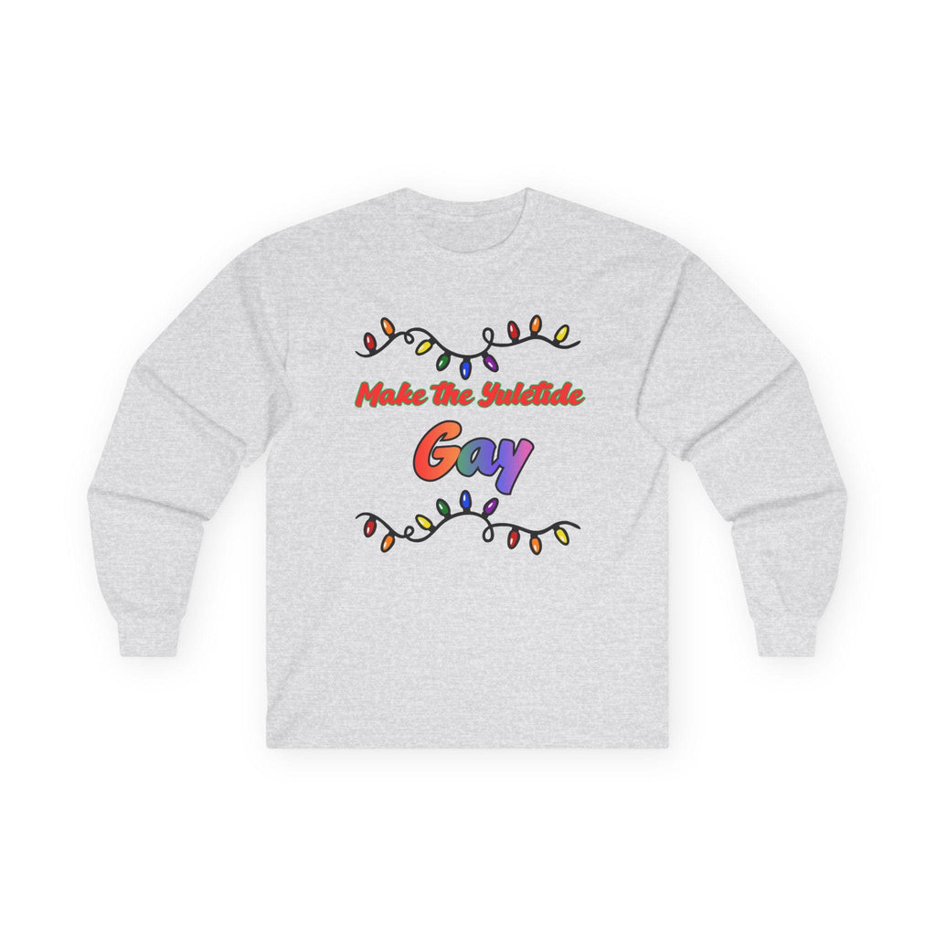 Make the Yuletide Gay Long Sleeve Tee | Rainbow Holiday Lights