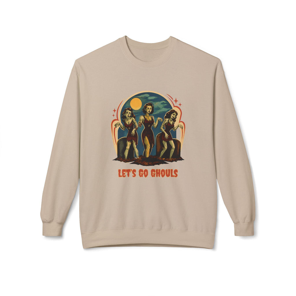 Let's Go Ghouls vintage pinup trio Crewneck Sweatshirt | retro horror vibe