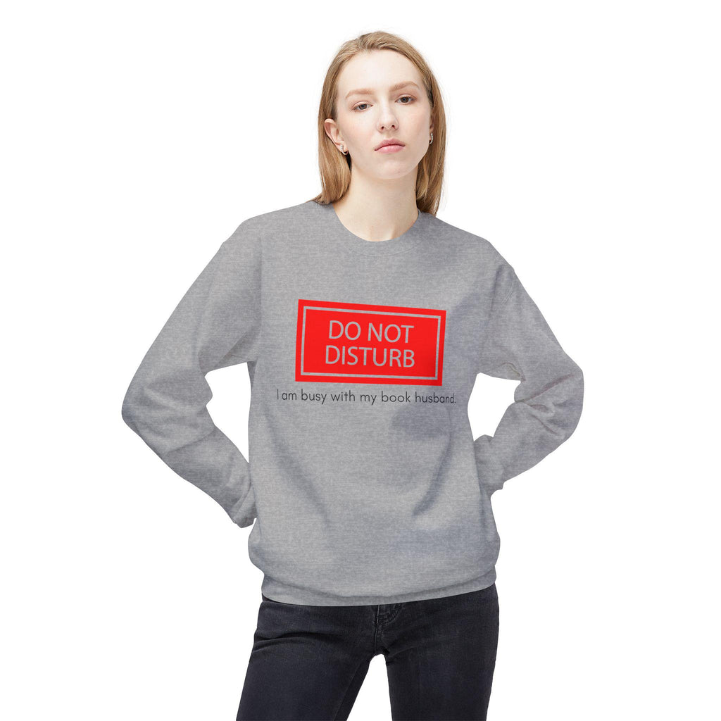 Unisex "I'm busy with my book husband" Midweight Softstyle Fleece Crewneck Sweatshirt