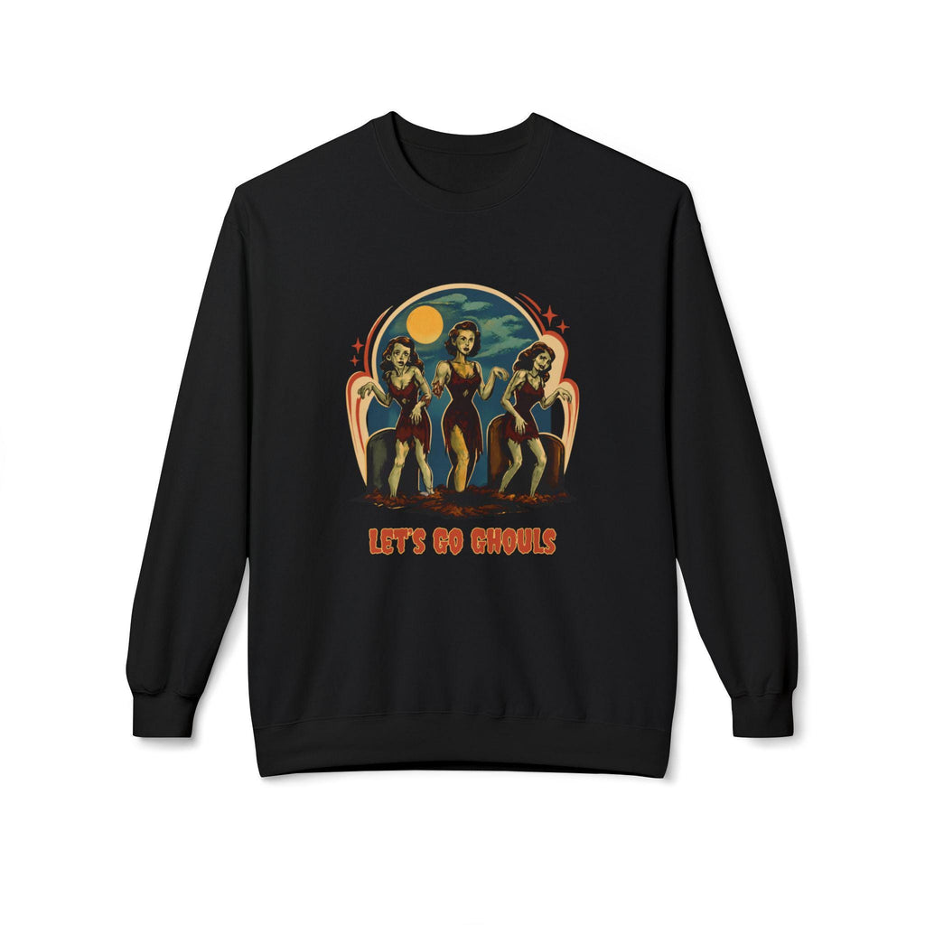 Let's Go Ghouls vintage pinup trio Crewneck Sweatshirt | retro horror vibe