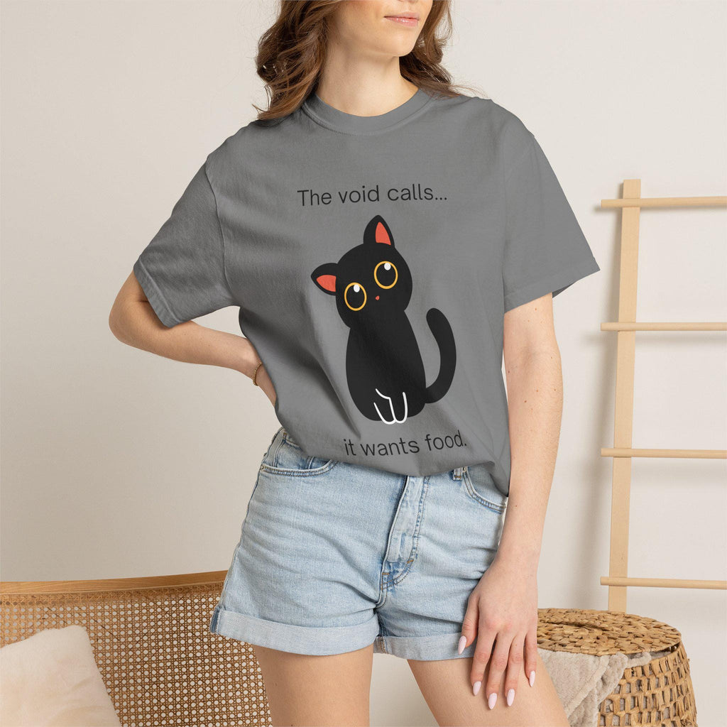 Black Cat T-Shirt | The Void Calls It Wants Food Graphic Tee