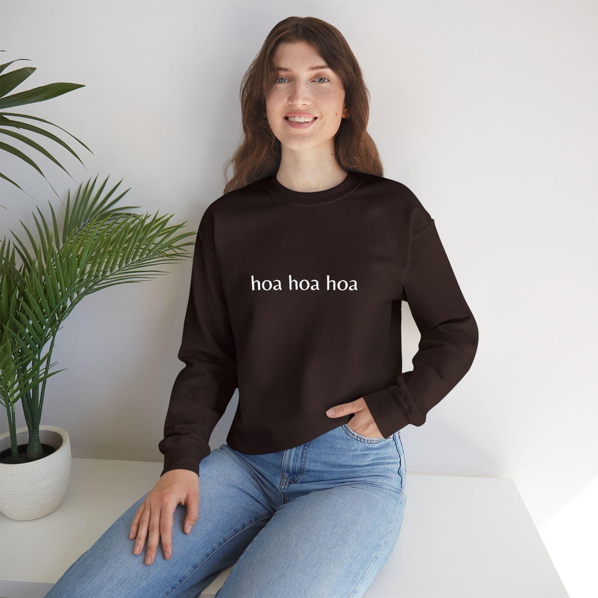 Hoa Hoa Hoa Embroidered Crewneck Sweatshirt – Cozy Bookworm Apparel
