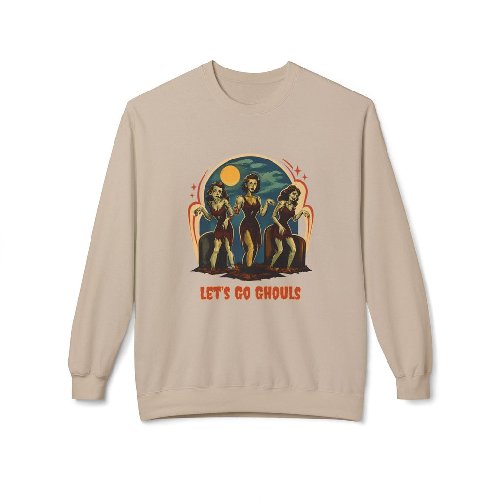 Let's Go Ghouls vintage pinup trio Crewneck Sweatshirt | retro horror vibe
