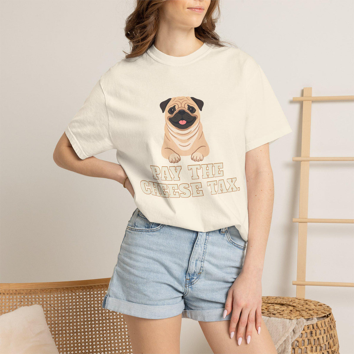 Pug Illustration T-Shirt | Pay the Cheese Tax Dog Tee