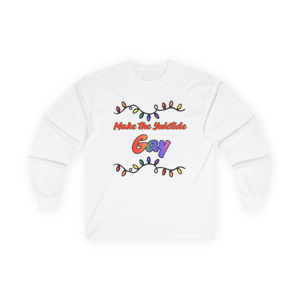 Make the Yuletide Gay Long Sleeve Tee | Rainbow Holiday Lights