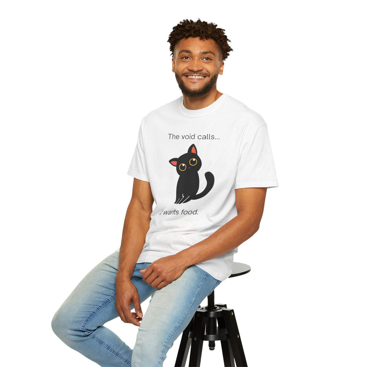Black Cat T-Shirt | The Void Calls It Wants Food Graphic Tee