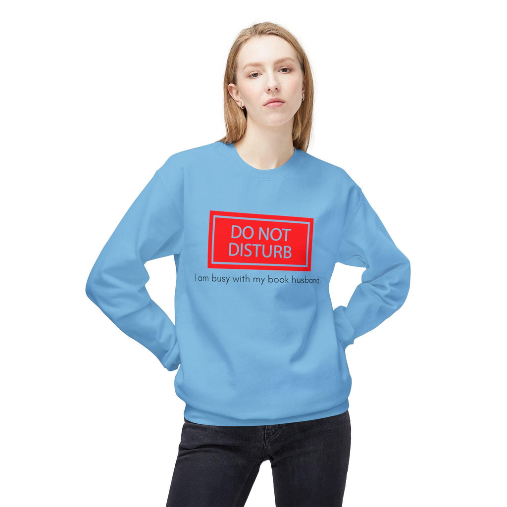 Unisex "I'm busy with my book husband" Midweight Softstyle Fleece Crewneck Sweatshirt